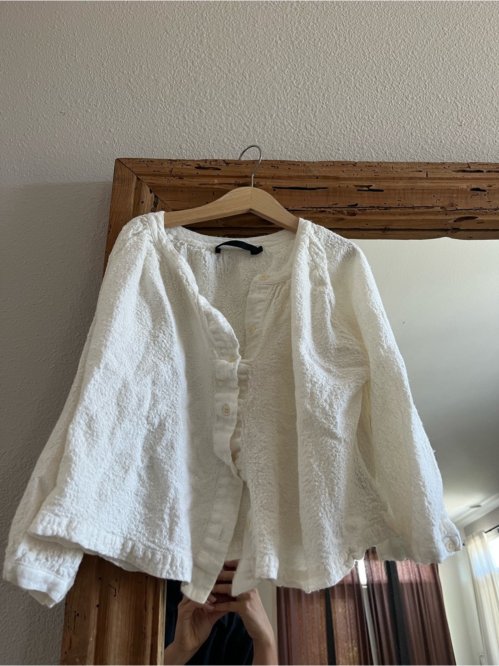 Jenni Kayne Cream Textured Button-Front Blouse